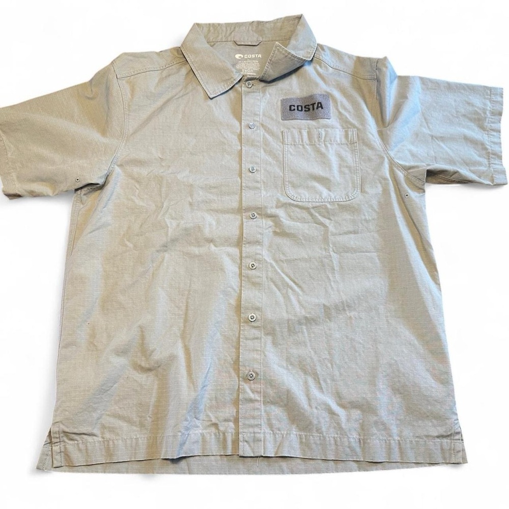 Costa Men’s Short Sleeve Button Up Tan Shirt Size Large